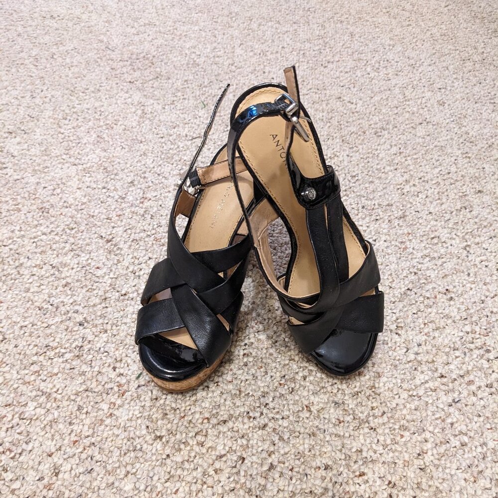 Antonio Melani  Black Heeled Wedge Slingback